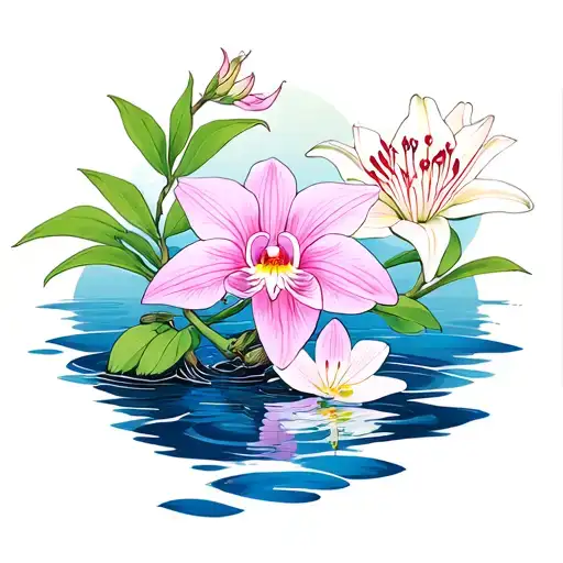 Still Water Runs Deep Chinese In Orchid And Spider Lillies