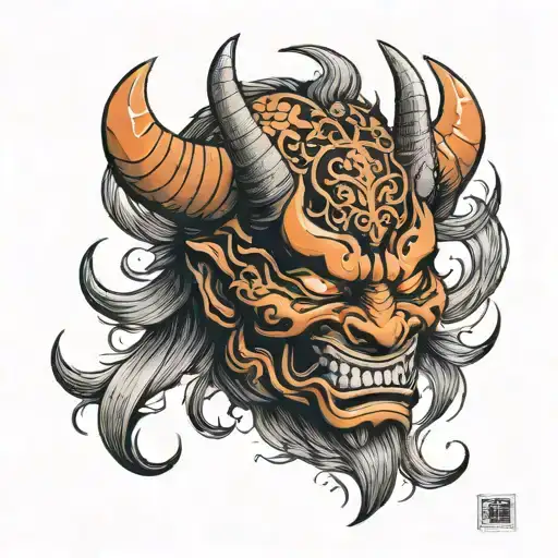 Demon Mask With Horns Orange