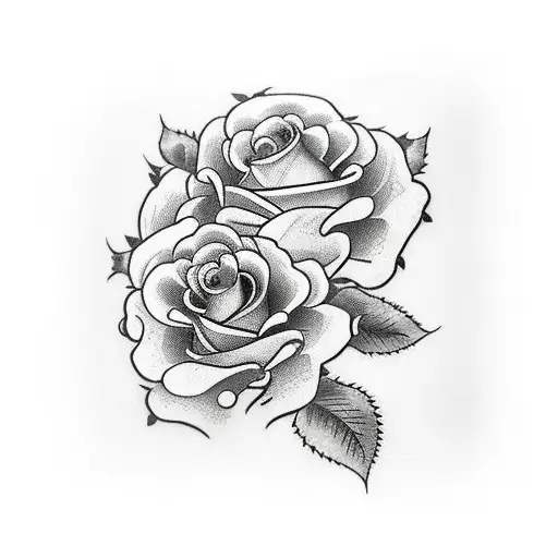 Roses And Skull On Whole Arm Tattoo