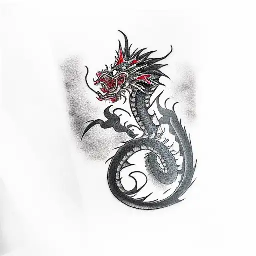 Black Japanese Dragon Bicep