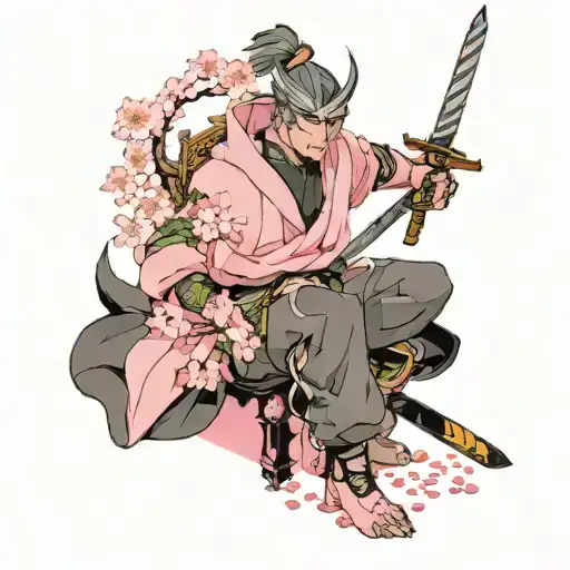 I Want Genji From Overwatch In A Pink Hoodie With Cherry Blossoms And A Dragon And Sword