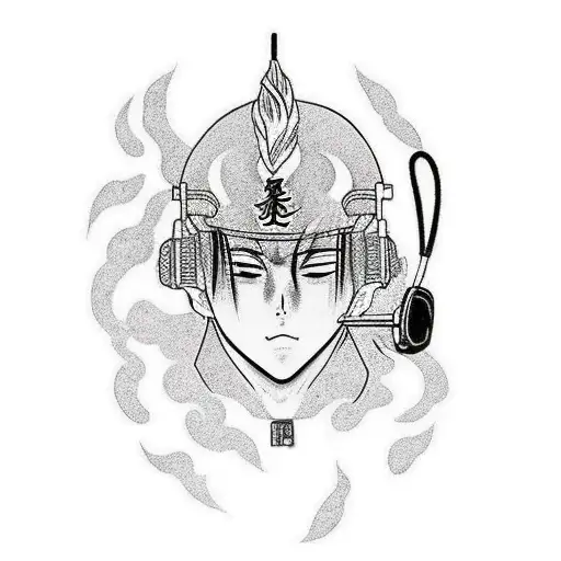 A Manga-inspired Tattoo Of A Person Listening To Music While Smoking