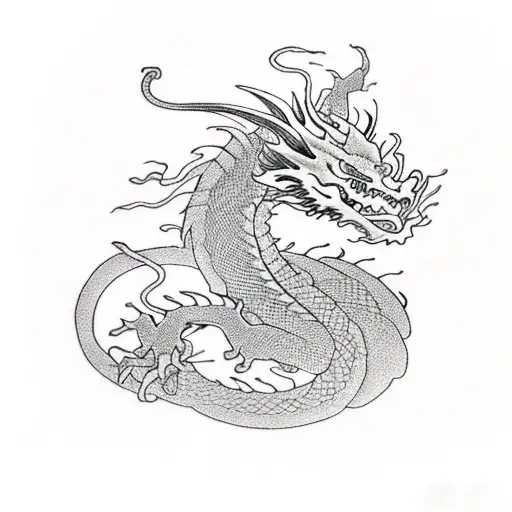 Dragon With Lycoris Flowers