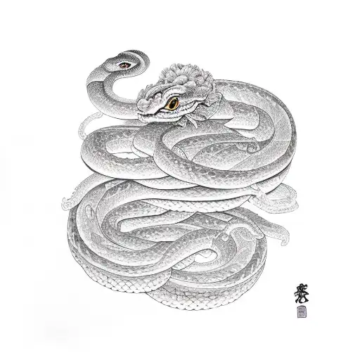 Snake With Chrysanthemum