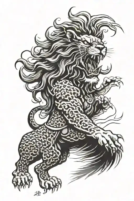 Lion Roaring And Thunder Storm