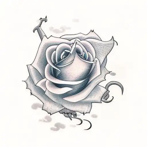 Rose With Heart And Dragon