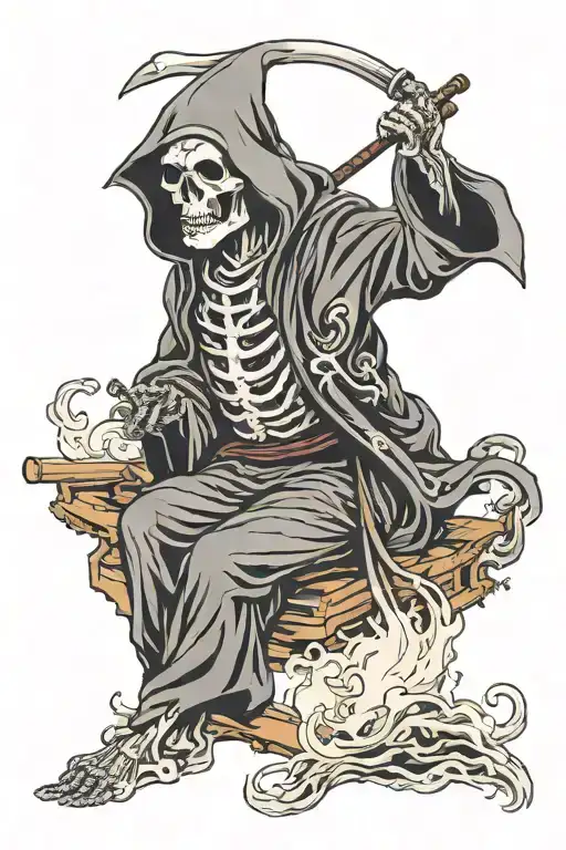 Grim Reaper Smoking Cigarette