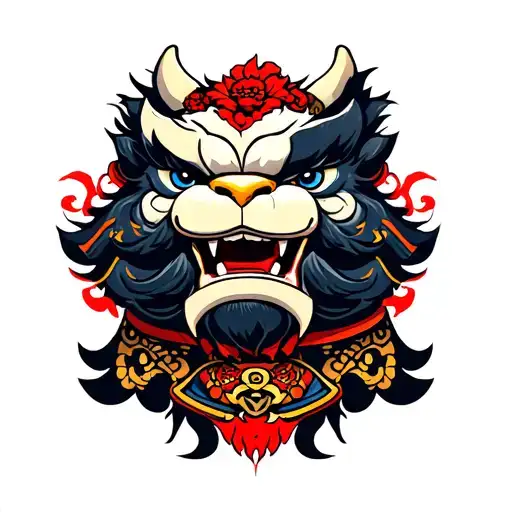 Foo Dog And Samurai Warrior