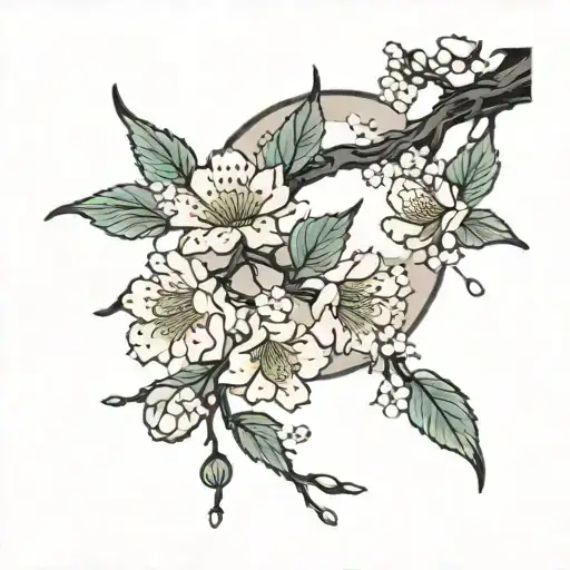 Moon Shining On Cherry Blossoms