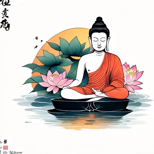 Buddah And Meditation And Lotus Flower