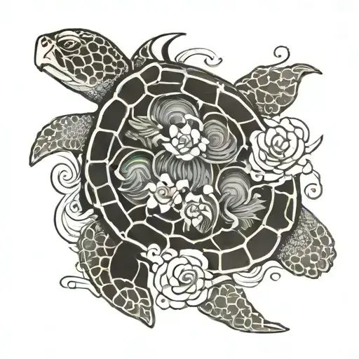 The Yin And Yang Symbol On A Sea Turtle's Shell