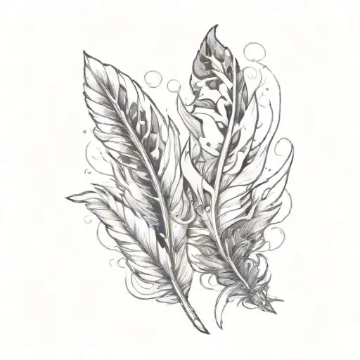 Pair Of Feathers From Xayah And Rakan From League Of Legends Featuring Fire Tints