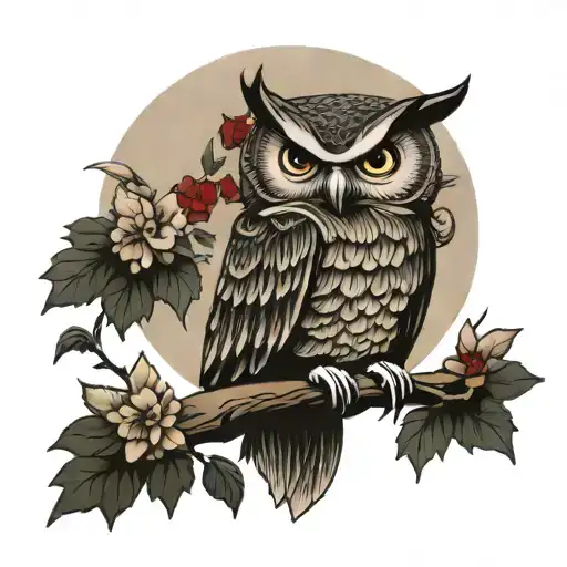 Stoic Owl Perched On Top