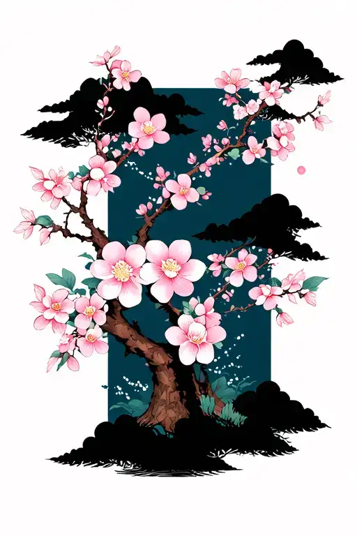 Cherry Blossom Tree And Flowers