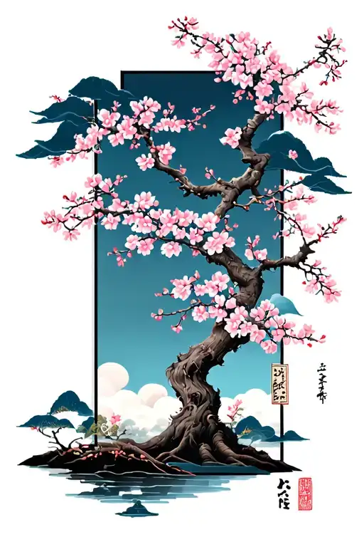 Cherry Blossom Tree And Flowers Sleeve