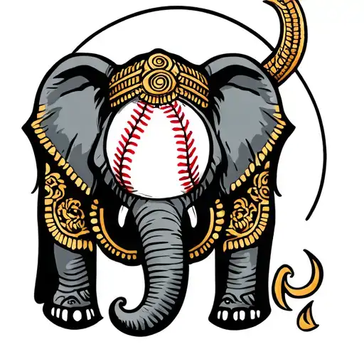 Hamsa Symbol With An Elephant Trunk Amd Baseball Inside