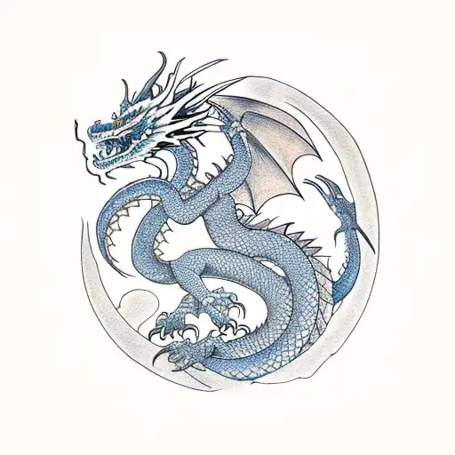 Dragon With Sword In Between It