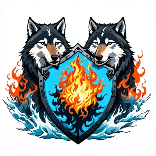 Ice And Fire Wolves On A Shield