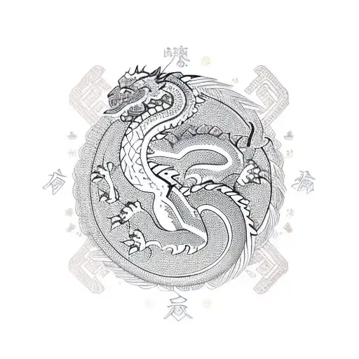 African Art-inspired Dragon Surrounded By Nsibidi Symbols