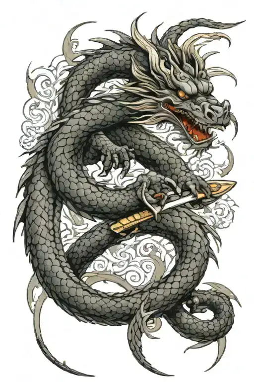 Dragon Wrapped Around Sword