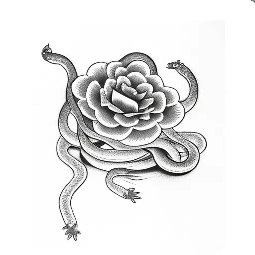 Snake With Flower Growing Up On It