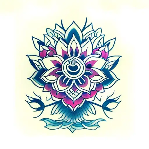 Nature With Lotus Flowers Intertwined