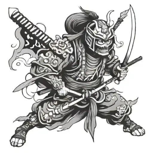 Samurai Ghost Ninja With Daggers