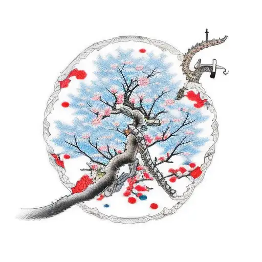 Cherry Tree That Wraps Around A Sword