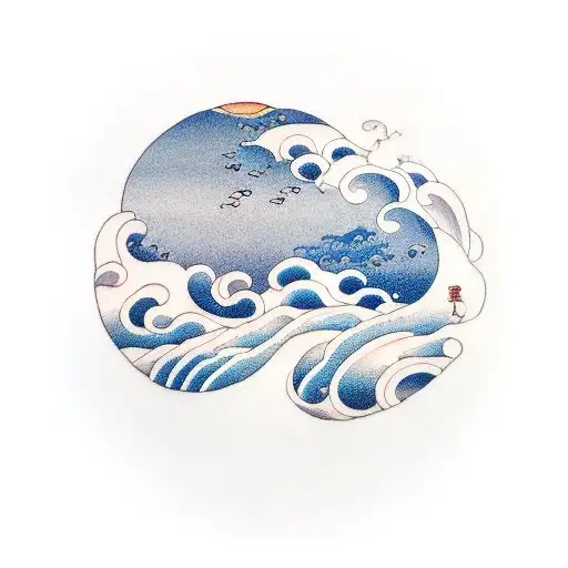 Ocean Wave With Clouds