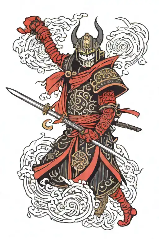 Necromancer Wearing Black And Red Armour
