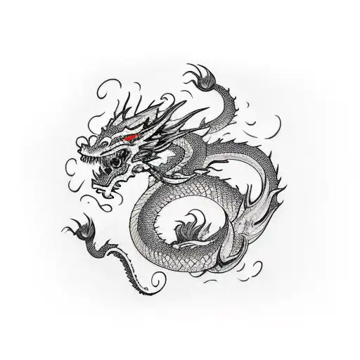 Dragon Sleeve Full Arm With Black And Red