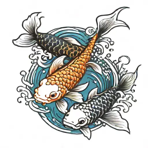 2 Koi Fish Swimming