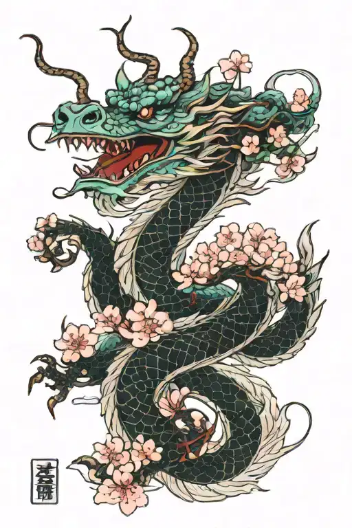 Dragon With Cherry Blossoms