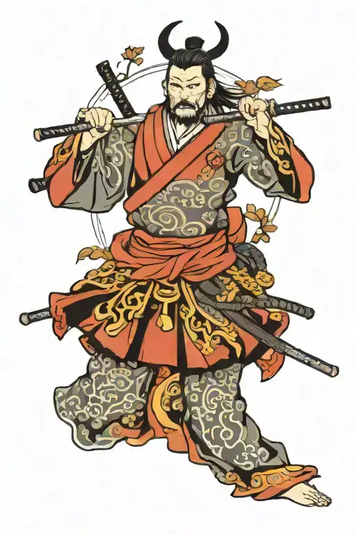 Samurai With A Cross On His Chest