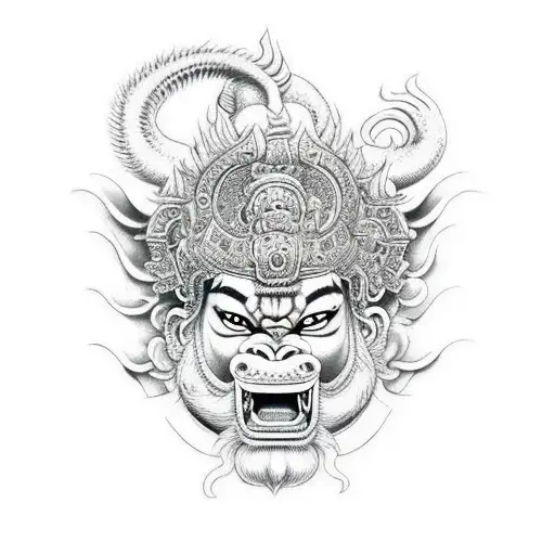 Hanuman Killing A Dragon