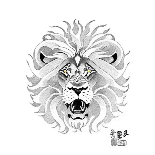 Lion Japonais Avec Singe Japonais