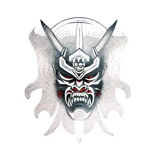 Oni Mask Katana Down The Center