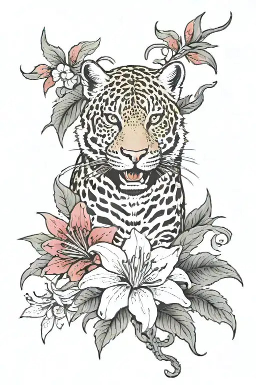 Red Tiger Lillies With Leopard Print Surrounding