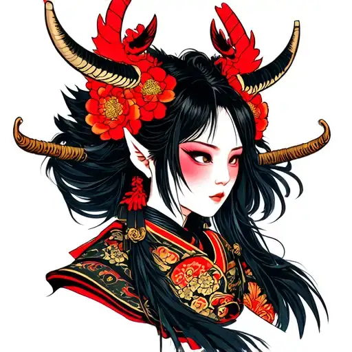 Japanese Samurai Demon Girl