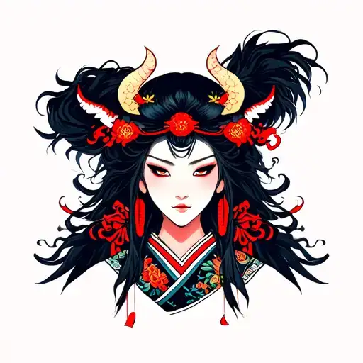 Japanese Samurai Demon Girl