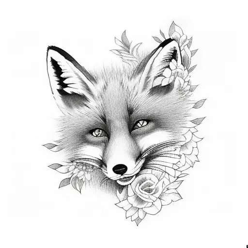 Fox Girl In Flowers And With 3 Tails