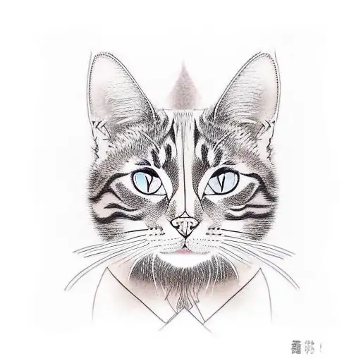 A Minimalist Tattoo Of A Cat Walking Through A Vast Desert Landscape