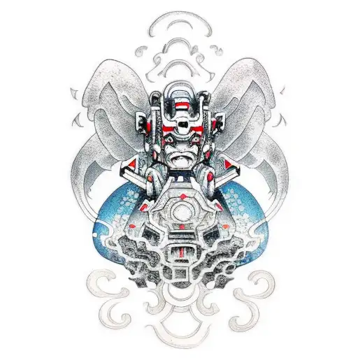 Mecha Angel Coming Out Of A Demon