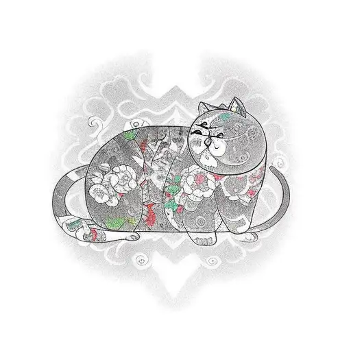 A Cat With A Bear And A Bug On Its Back