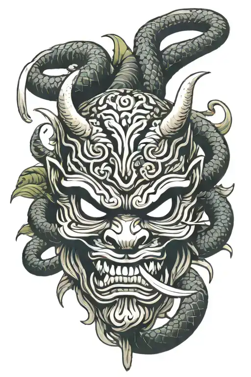 Sword Oni Mask With Snake