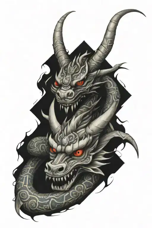 Aztec Dragon Wrapping Around Cross