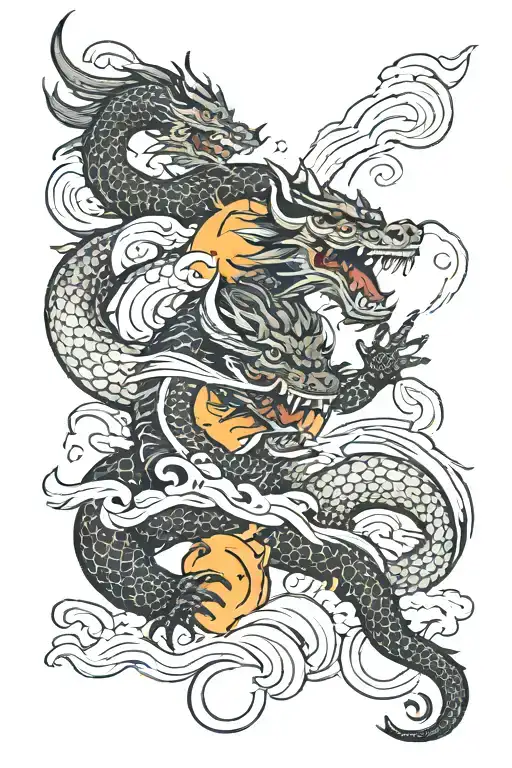 Dragon Breathing Fire And A Samurai Warrior