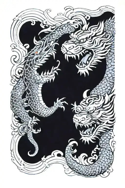 Aggressive Dragon Above And Aggressive Tiger Under Fighting Each Other