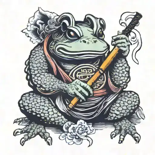 Samurai Frog Smoking