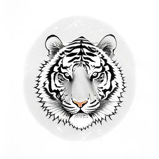 Tiger In Lotus Flower